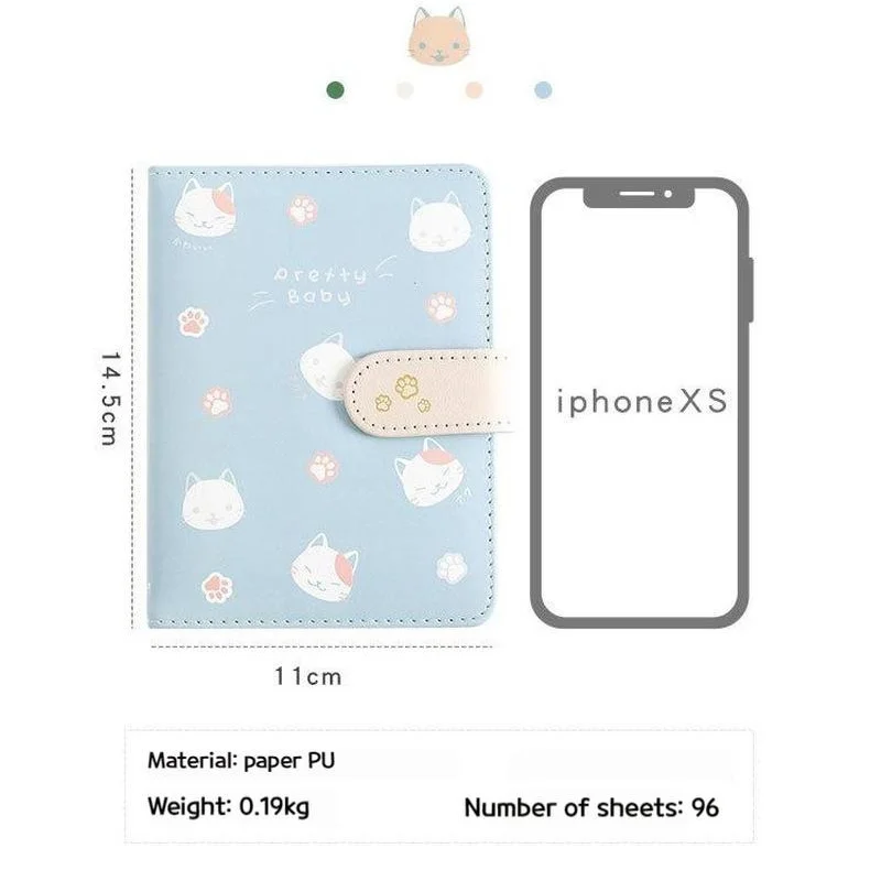 Cute Cat Pu Leather Magnetic Buckle Student Notebook Diary Schedule Planning Agenda Diary Pu Leather Cover Memo Notebook