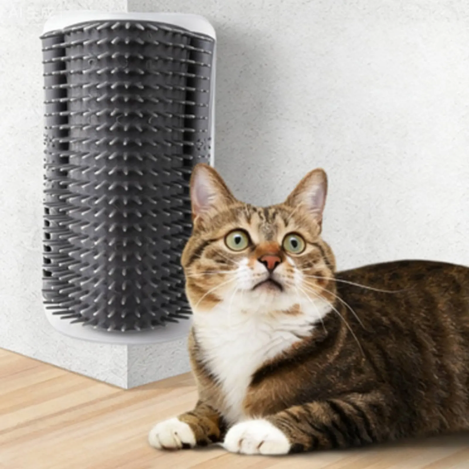 壁角グルーマー抜け毛を抑える自動グルーミング猫用ブラシ猫用自動グルーマー（キャットニップポーチ付き）壁角マッサージ