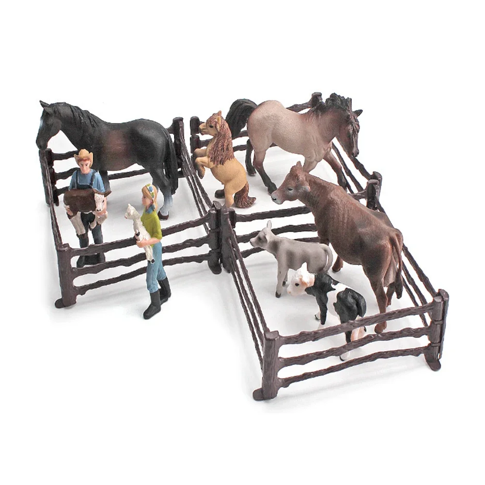 10PCS Simulation Play Vegetable Fence Cow Farm Ranch Model Fence Pasture Panel Gates Animals Home Decoration Miniature Model Toy