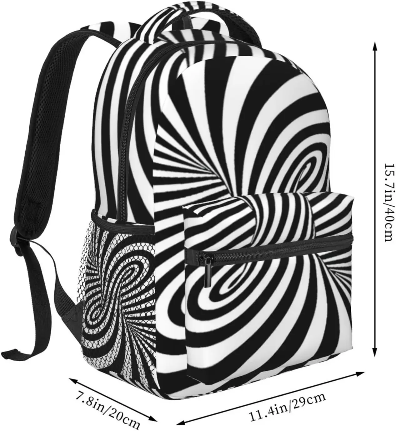 Black and White Pattern Backpack Casual Hiking Camping Travel Backpacks Lightweight Daypack Bag Women Men Bookbag