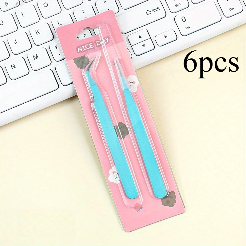 6pcs Tweezers Set - Angle and Straight Hand Tools for DIY Scrapbooking, Jewelry Making, Beading Work - Scrapbooking Supplies view 6