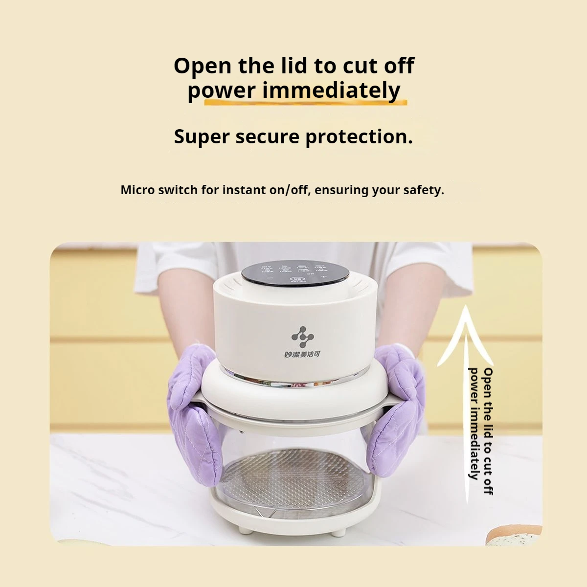 فرن كهربائي منزلي بسعة كبيرة سعة 3 لتر جديد 2026 مع مقلاة هوائية، صانع قلي فرنسي بيج، مقلاة مرئية هدية #5