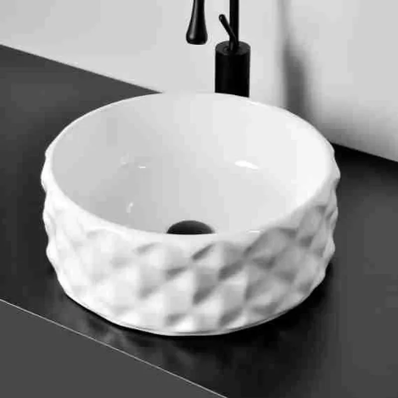 Compact White Ceramic Square Wash Basin Rounded Corner Small Porcelain Sink for Home Bathroom Vanity Simple Modern Design