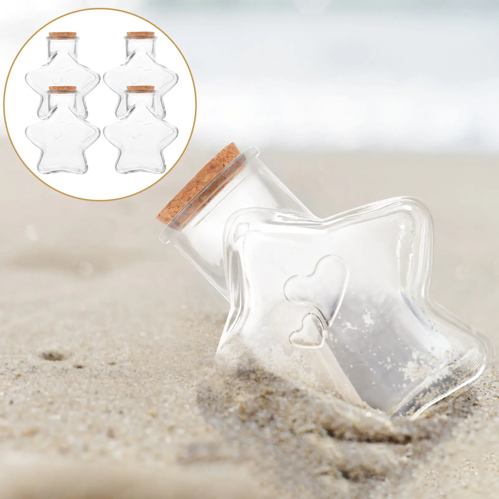4Pcs Clear Glass Bottles with Cork Stopper for DIY Decoration Wedding Favors Message Bottles Wishing Sand Jars Potion Spell Jars