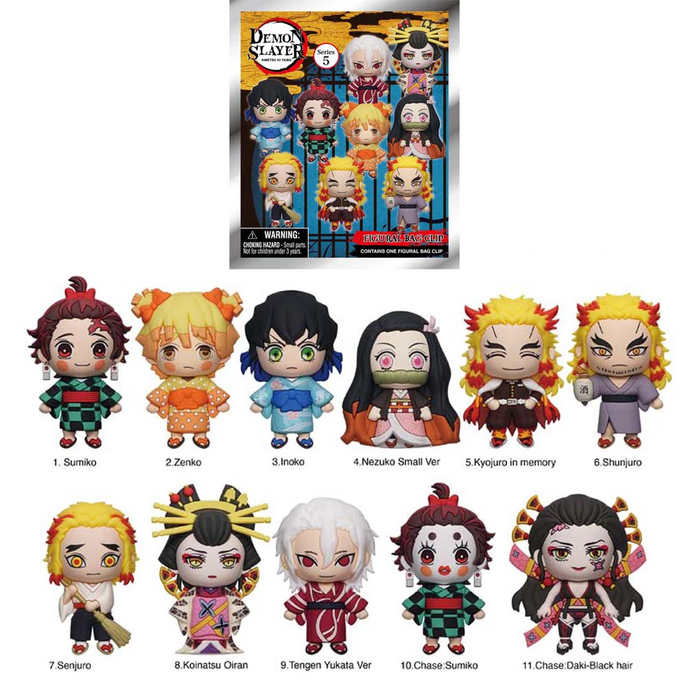 Demon Slayer Officially Licensed PVC Blind Box 3D Figurine Bag Clip Charms Nezuko Zenko Sumiko Koinatsu Oiran Anime Keychain view 3