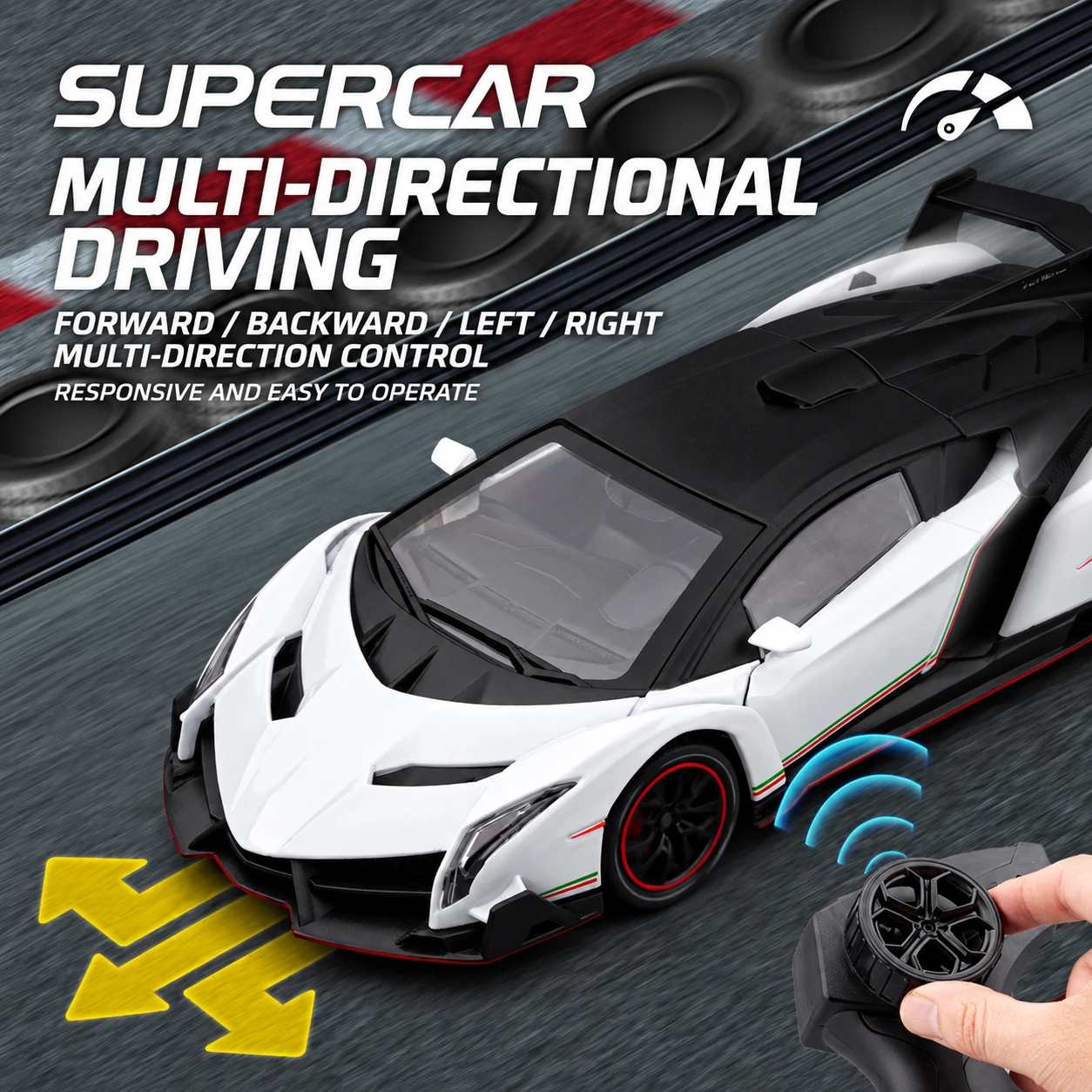 1:24 Diecast Car Sound and Light Remote Control Car Model Toy Boy Birthday Gift Puzzle Premium Collection