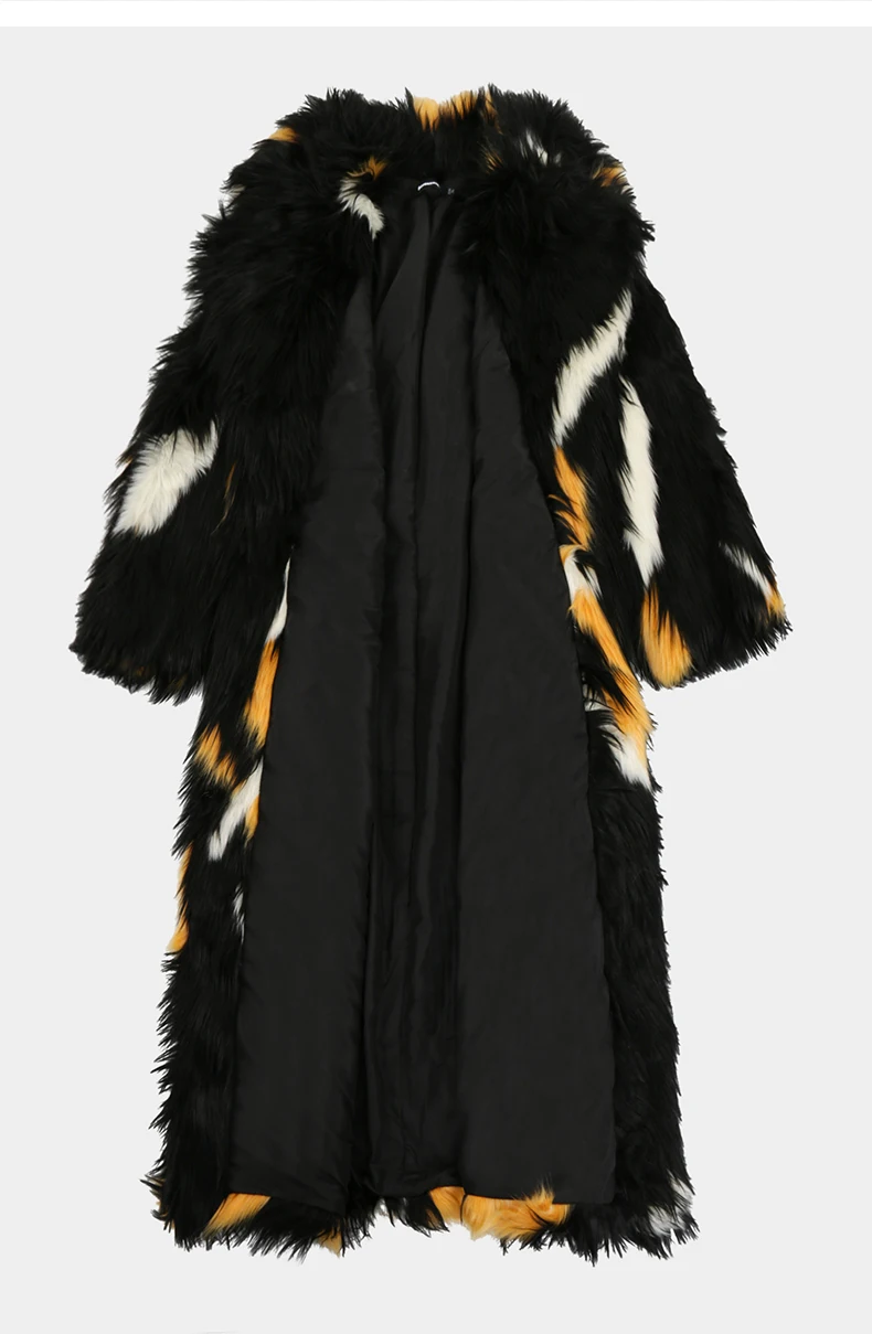 Nerazzurri Winter Extra Long Thick Warm Colorful Soft Hairy Fluffy Faux Fox Fur Coat Women Sashes Luxury European Fashion 2023