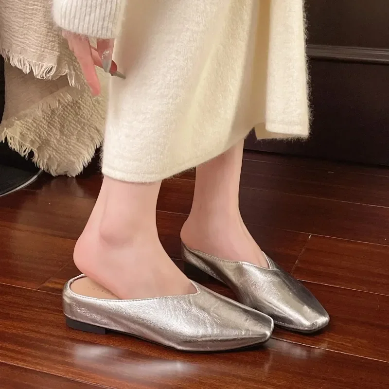 

Women Square Toe Slippers Flats Sandals Mules Shoes Summer New 2025 Fashion Slingback Casual Flip Flops Sports Sandalias Slides
