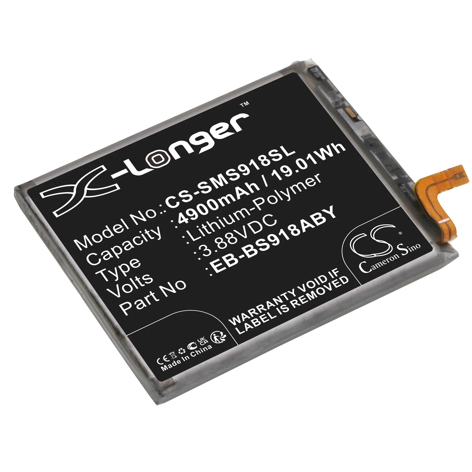 

Аккумулятор 3,88 В, 4900 мАч EB-BS918ABY,GH82-30459A для Samsung Galaxy S23 Ultra 5G,SM-S918B,S918Q,S918N,S918T,S918V,SC-52D,SGH-N795