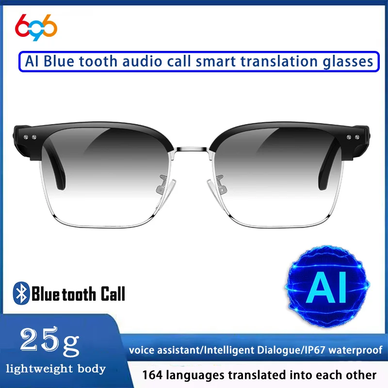 الرجال النساء AI بلوتوث مكالمة صوتية نظارات ذكية الحوار الذكي ترجمة الفيديو مساعد صوتي نظارات شمسية مقاومة للماء #1