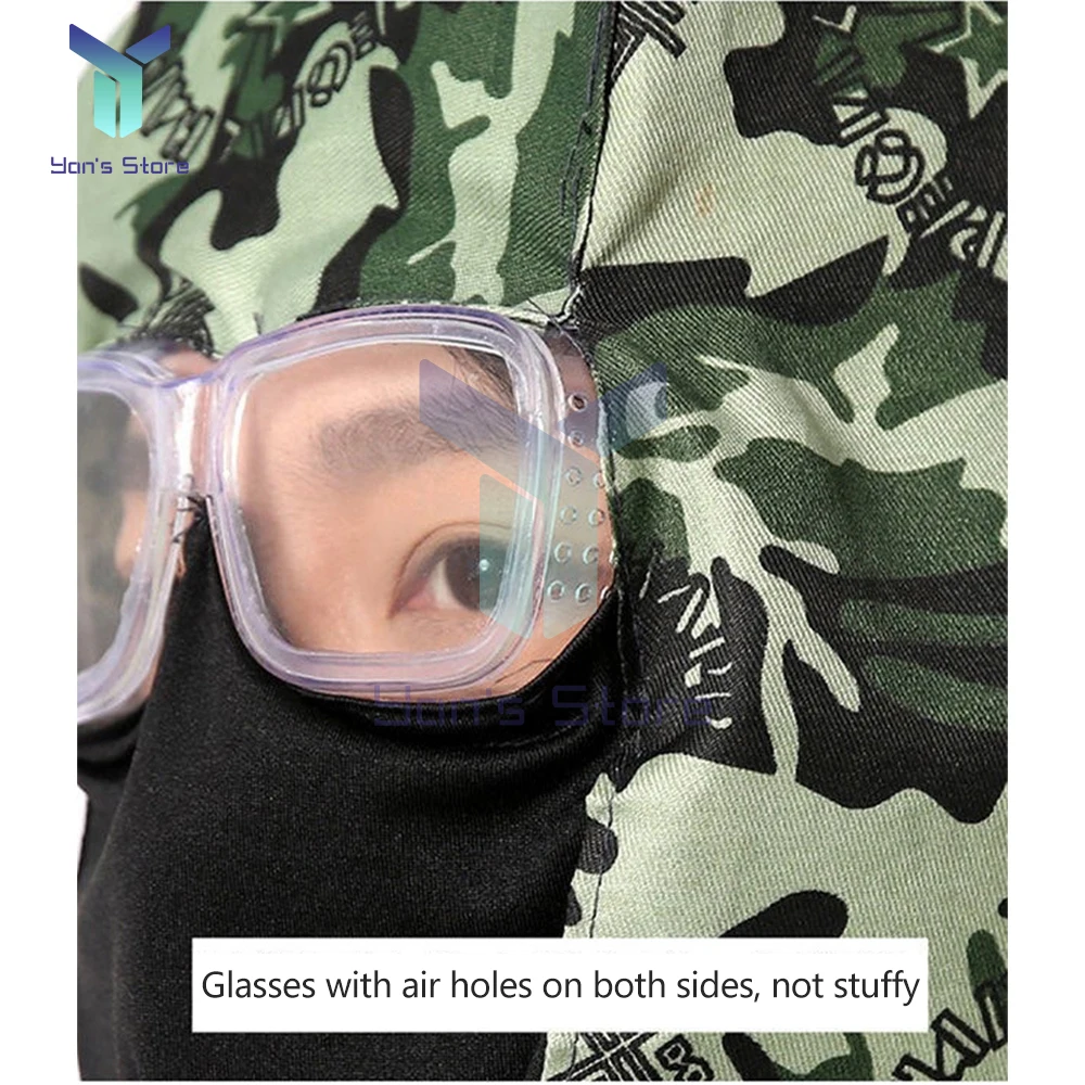 Washable Flame Retardant Welding Neck Face Protection Hood Welder Head Cap Cover With Glasses Fully Sealed Labor Protection Hat