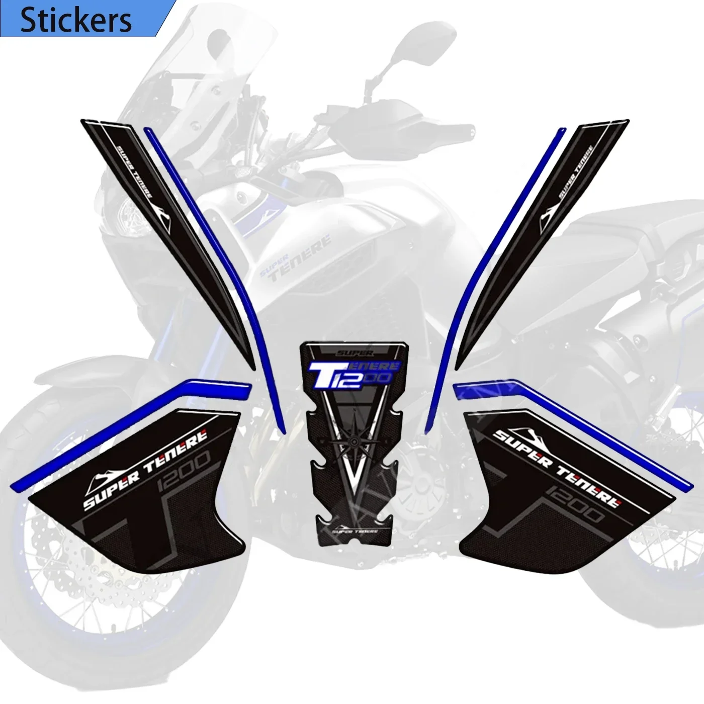 For Yamaha Super Tenere XT1200X XT1200ZE XT 1200 Z ZE ES XTZ XTZ1200E Gas Fuel Oil Kit Knee Fish Decals Tank Pad