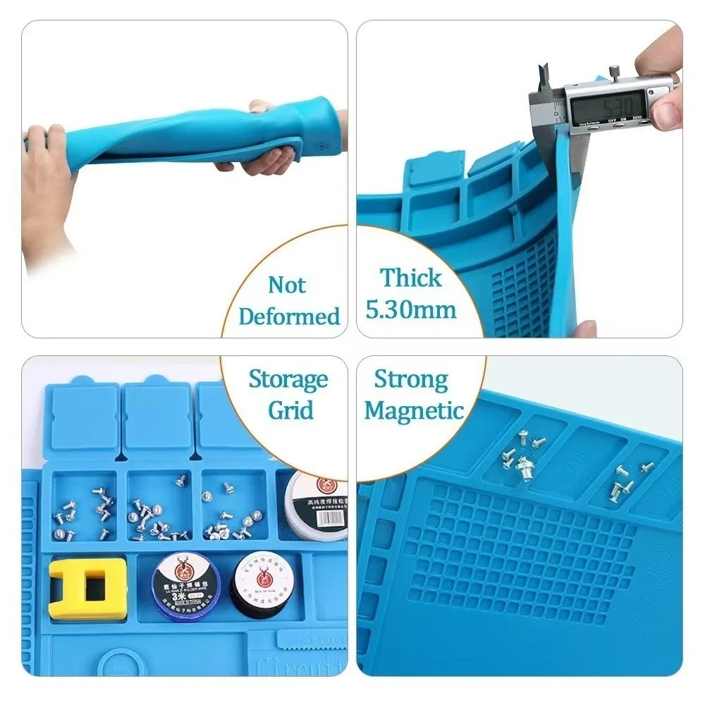 Silicone Soldering Station Mat Heat Resistant Corrosion-Resistant Watch Repair Mat Soft Texture Rubber Non-Slip Repair Desk Mat
