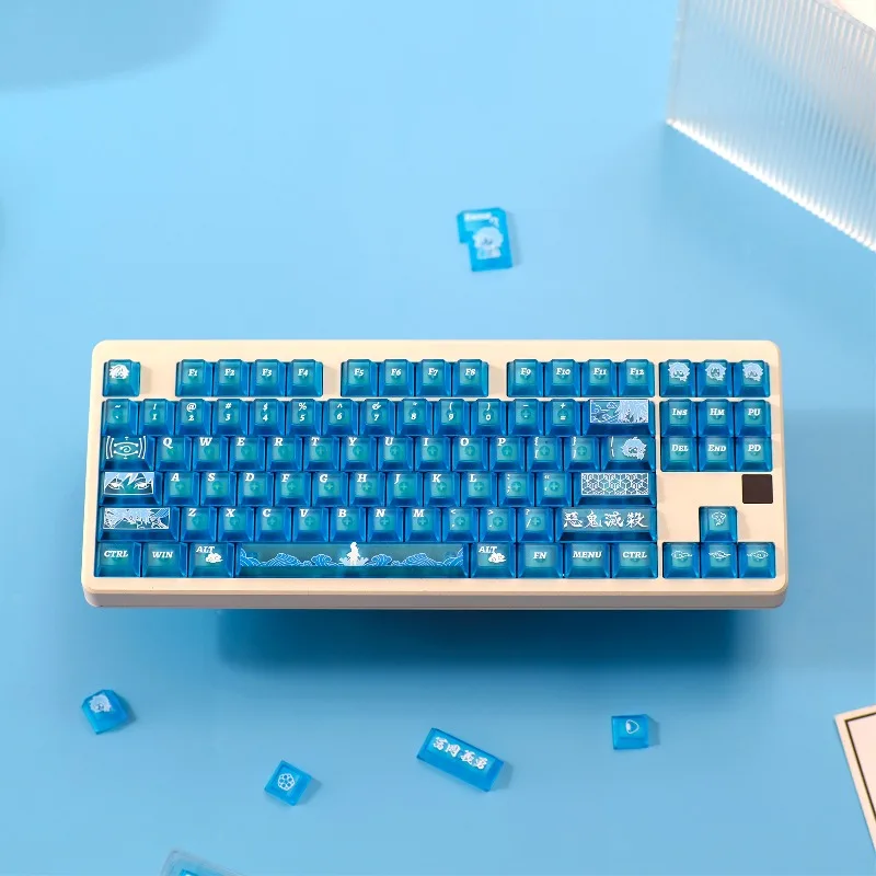Tema della colonna d'acqua Keycap Anime Demon Slayer Cherry Profile Keycaps 140 Key Pc Tastiera meccanica personalizzata traslucida