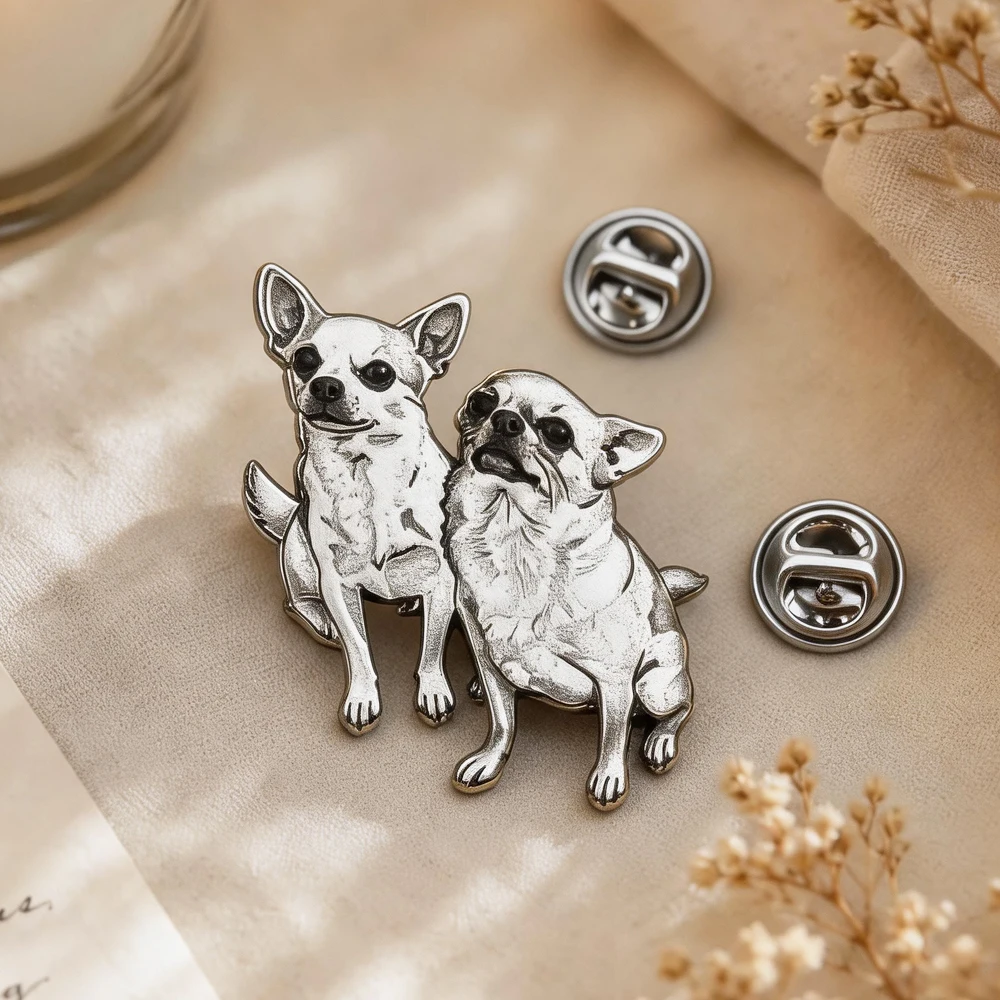Custom Engrave Pet Photo Pins Personalized Picture/Logo Stainless Steel Brooch 2D Flat Jewelry Gift For Men Suit Supplies view 3