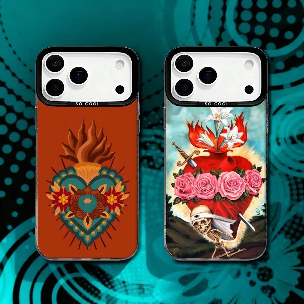 

Corazones Aesthetic Hearts Phone Case For iPhone 17,16,15,14,13,12,X,8,Pro,Max,Plus,SE4,Air,Mini Black Matte Durable Hard