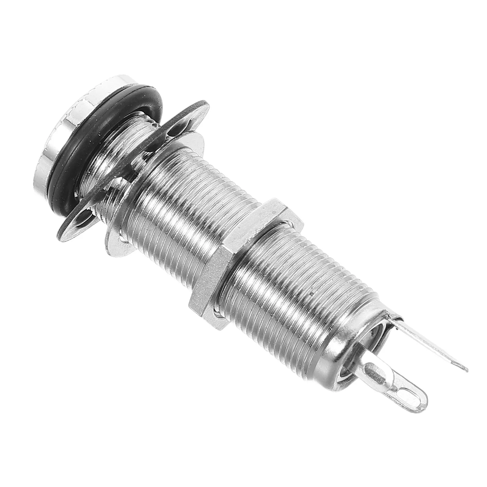 

Silver Plated Brass Bass Guitar Barrel Jack Socket Long Thread Cylinder Style for Electric Bass Output High Performance Reliable
