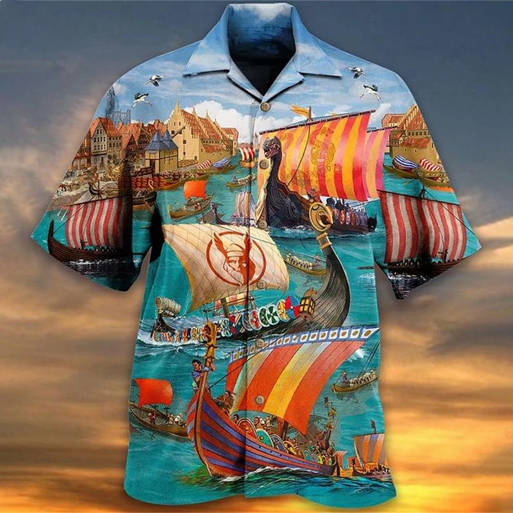 Camisa hawaiana con estampado 3d de Vocation Bus para hombre, Camisa informal de playa, blusa de motocicleta, Camisa con solapa para camión