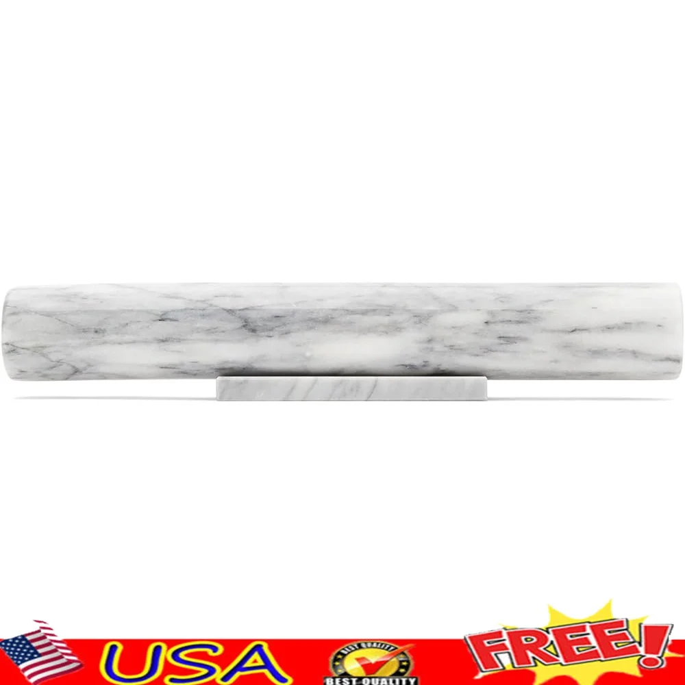 

French Marble Rolling Pin with Base Natural Non-Stick Dough Pastry Fondant Classic Design Unique Patterns Easy Clean Kitchen