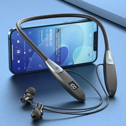 EARDECO-auriculares inalámbricos con Bluetooth 5,3, dispositivo con banda para el cuello y micrófono, estéreo, deportivo, 60 horas de reproducción