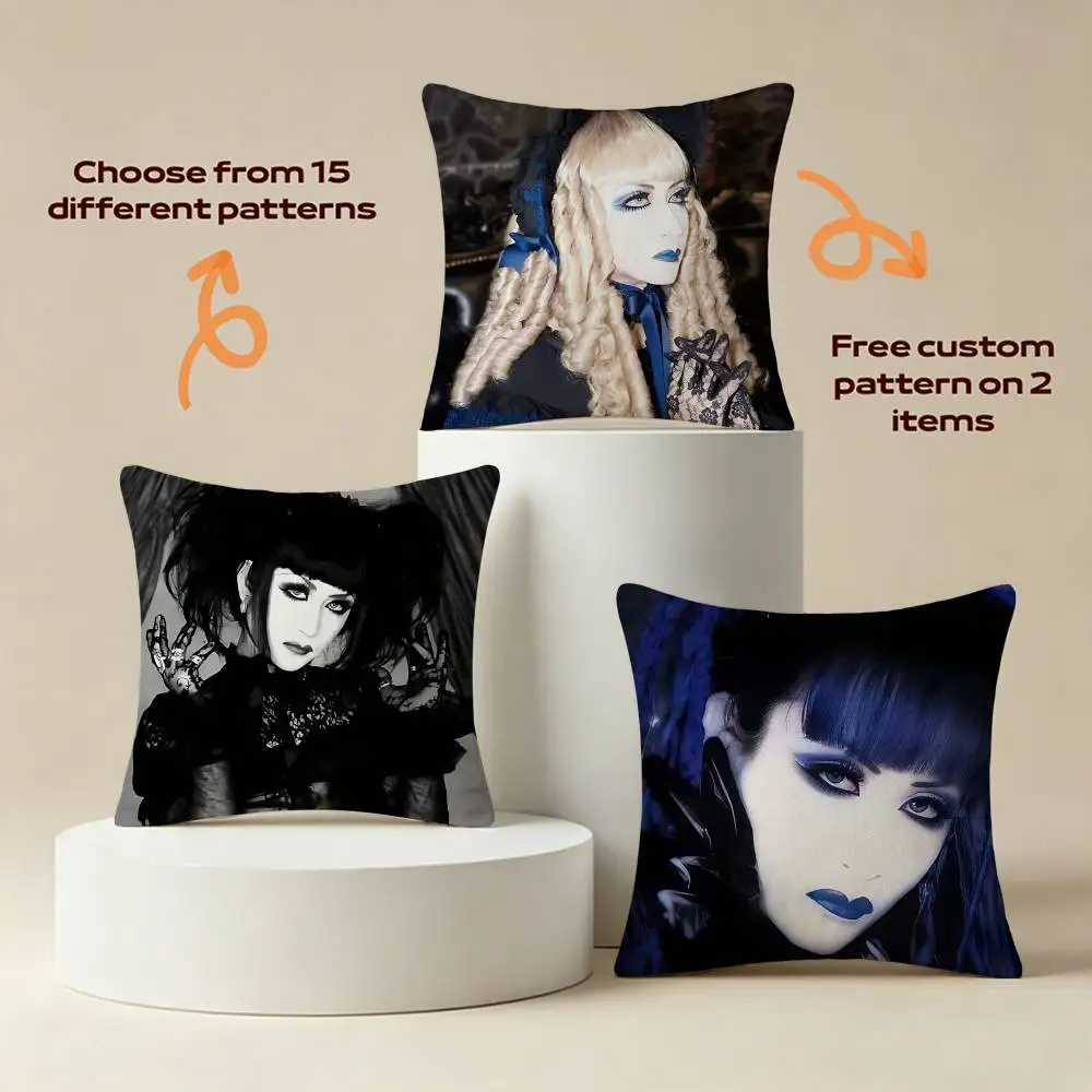 Mana-sama Malice Mizer Gothic Rock Square Sofa Pillow Cover Solid Color Living Room Home Decor Cushion Case