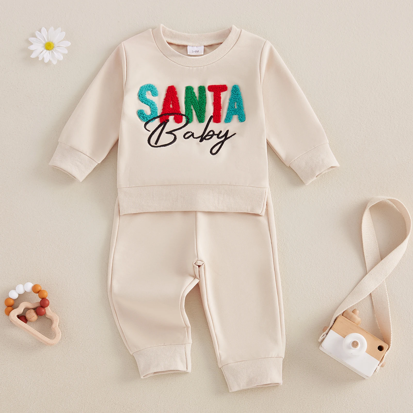 Toddler Baby Boys Girls Autumn Clothes Sets Letter Embroidered Long Sleeve Round Neck Sweatshirt Long Pants 2Pieces Outfits