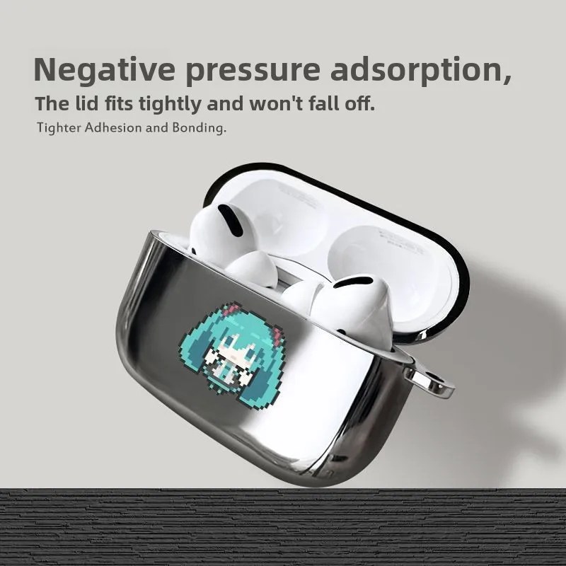 Hatsune Miku مطلي بكسل نمط الطباعة حقيبة سماعة الاذن ل Airpods 1 2 3 4 Pro Pro2 Pro3 للصدمات سماعة الإسكان