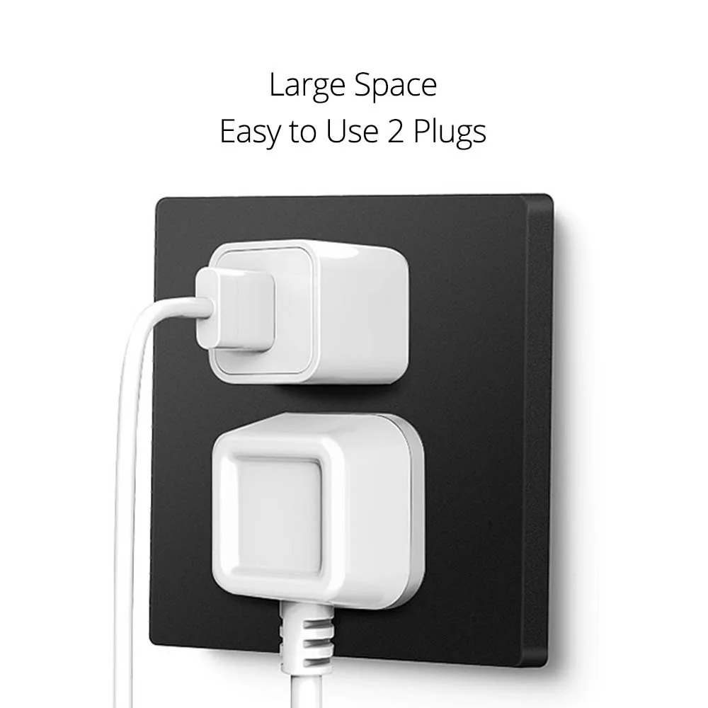 Wallpad Black Rimless Plastic Panel Large Button Switch With fluorescence EU UK Socket Type C USB Charge Port 5V 3.1A