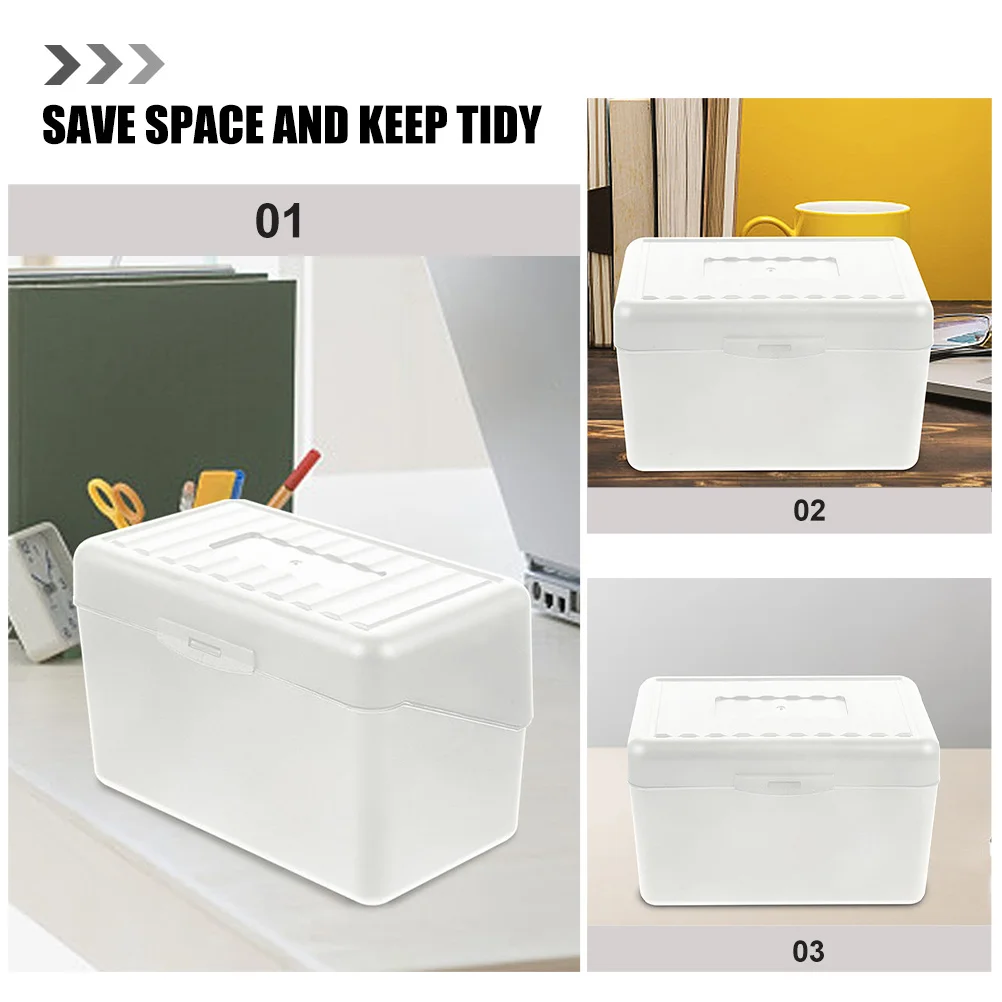 2 قطعة صندوق تخزين بطاقات العمل منظم مكتب حامل بطاقات المكتب المحمولة سعة كبيرة صندوق بطاقات الفهرس للنساء والرجال #5