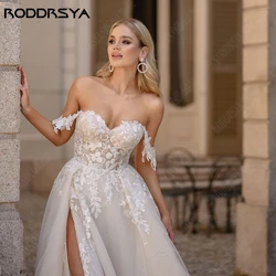 RODDRSYA Civil Wedding Dress 2025 Bride Off Shoulder Sweetheart Bridal Gown Side Split A-Line Corset Vestido De Novia Customized
