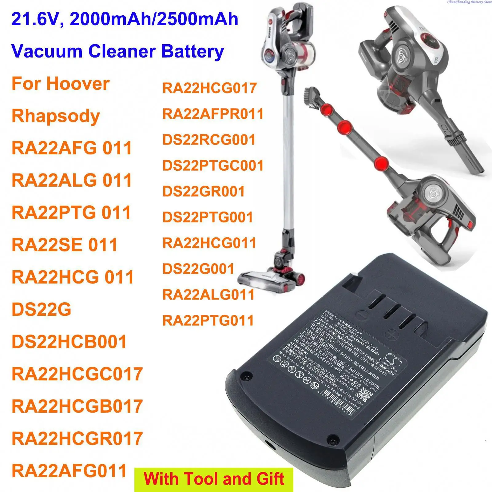 

Аккумулятор Cameron Sino 2000 мАч/2500 мАч для пылесоса Hoover Rhapsody,DS22G,DS22G001,DS22HCB001,DS22RCG001,DS22GR001