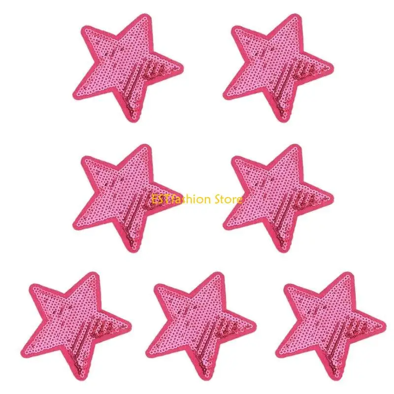Y5GC 7Pieces Sparkling Sequins Star Cloth Patches Fabric Applique Clothing Accessories For Sewing Project And Craft Enthusiasts