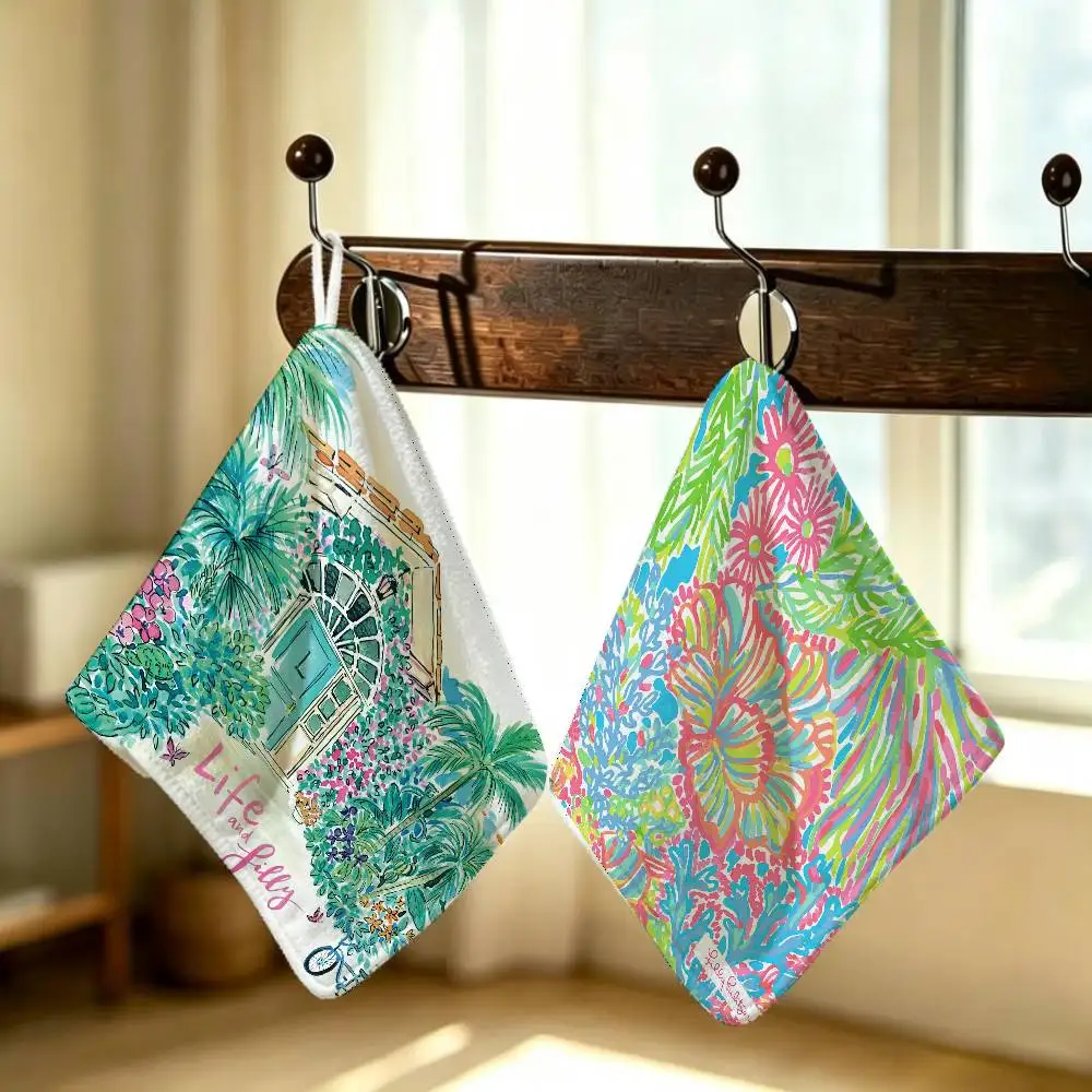 L-Lilly Polyester Cotton Hanging P-Pulitzer Kitchen Towel Skin Friendly Hand Wiping Towel For Hotel Cafe Household