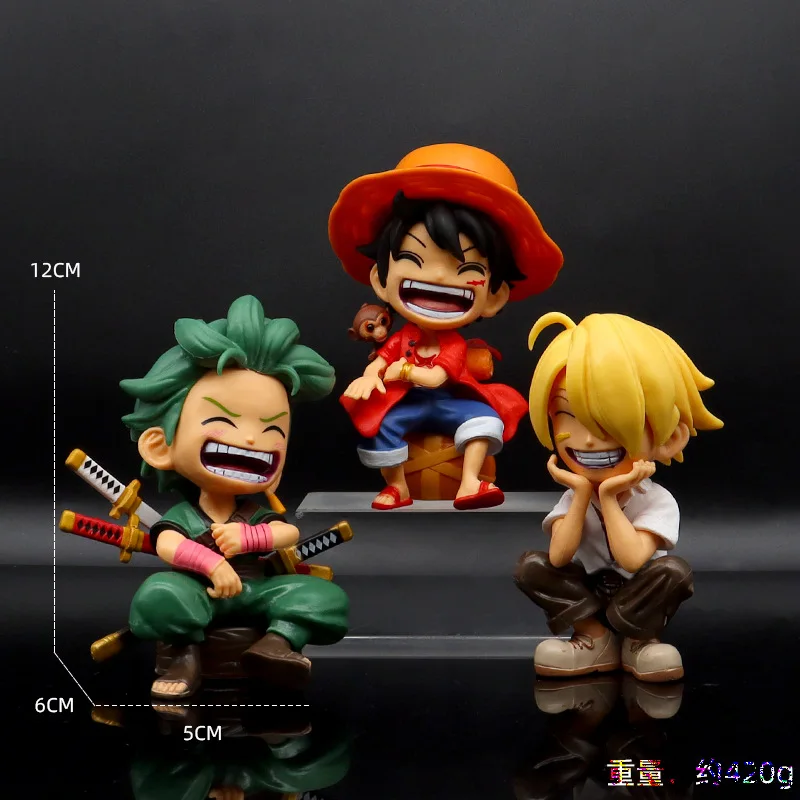 Q Versão Sentado e Rindo Anime Figura, Luffy, Sauron, Sanji, Tide Play, Desktop, Enfeite de Carro, Presente, 1 pc