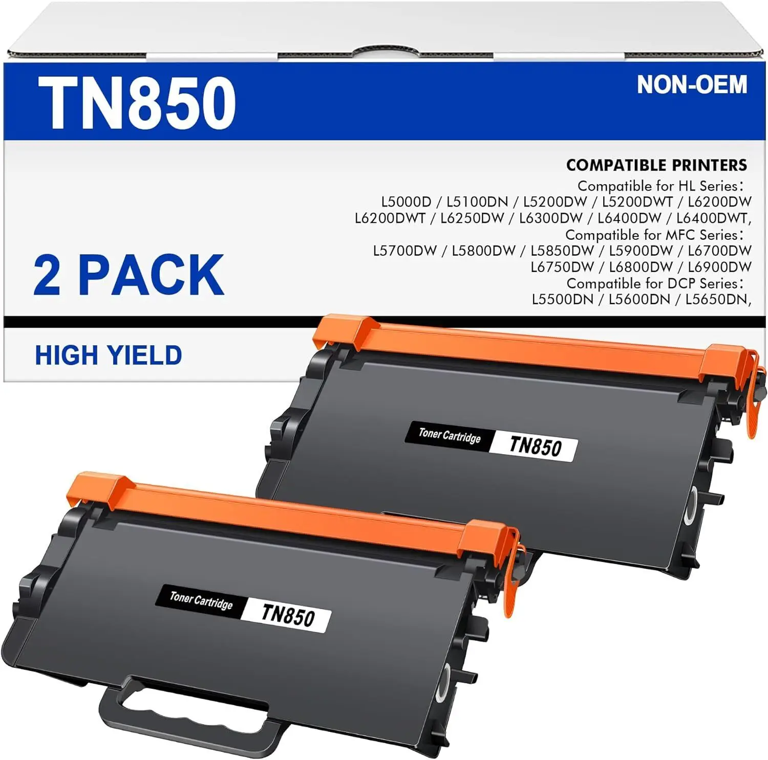 2PK High Yield TN850 Toner Cartridge For Brother TN820 HL-L6200DW MFC-L5800DW