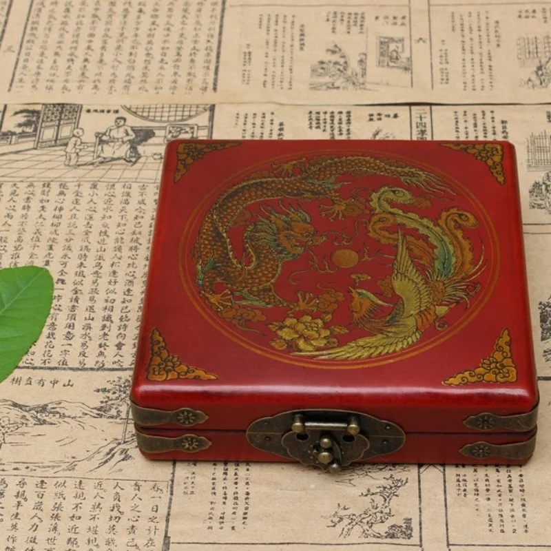 Chinese antique square box classic packaging box compass wooden box antique storage box