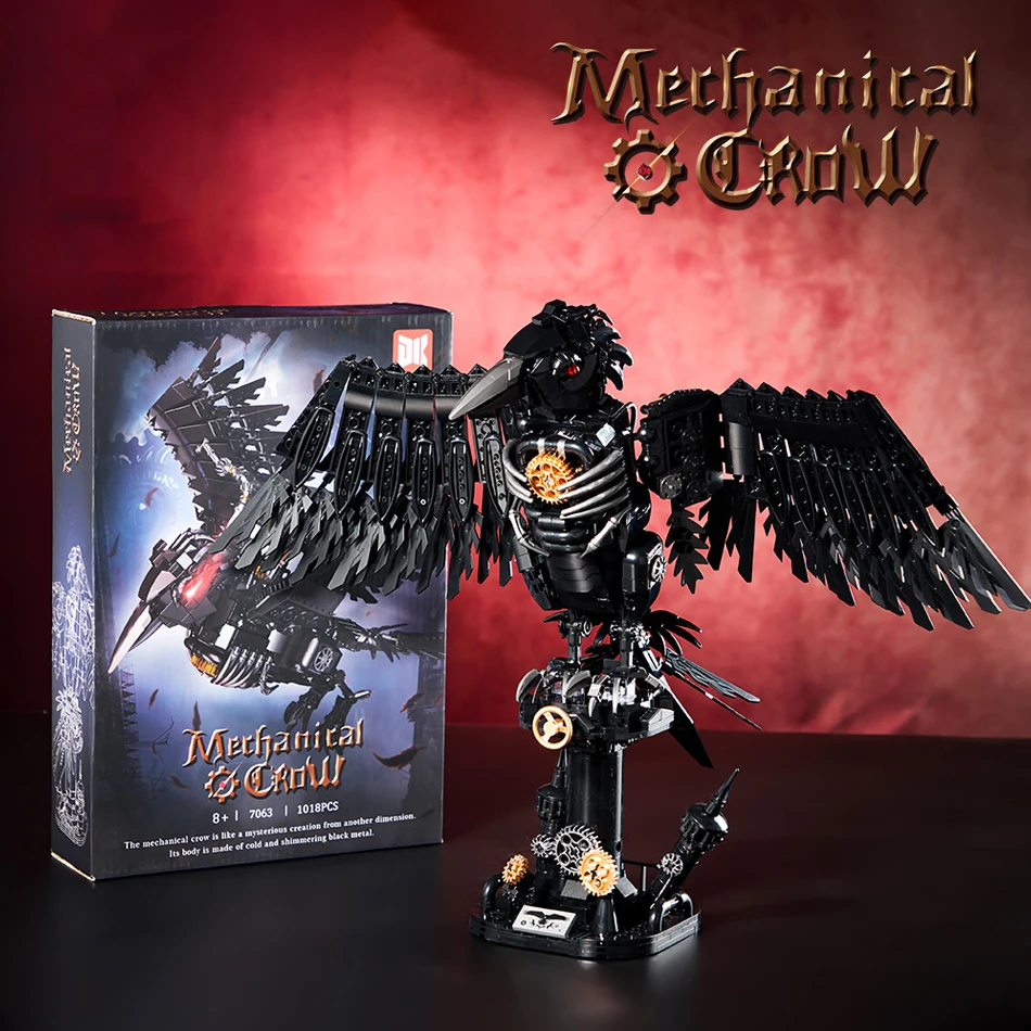 Moc técnico gótico mecânico animais corvo escuro modelo blocos de construção montagem tijolos brinquedos ornamentos desktop crianças adultos presentes