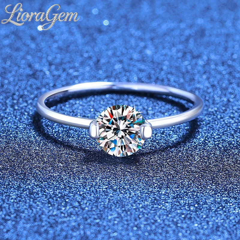 LioraGem 1-Carat Mossite Ultra-Fine Ring, Luxury Mossite Ring Wedding Party Charm Jewelry Gift Platinum PT950 Stamp