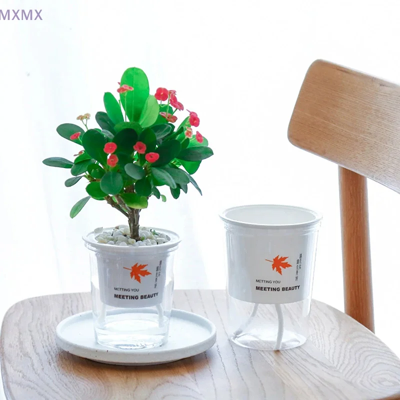Vaso da fiori bianco da 4,33/4,92/5,51 pollici Vaso da fiori con aspirazione automatica Vaso per famiglia