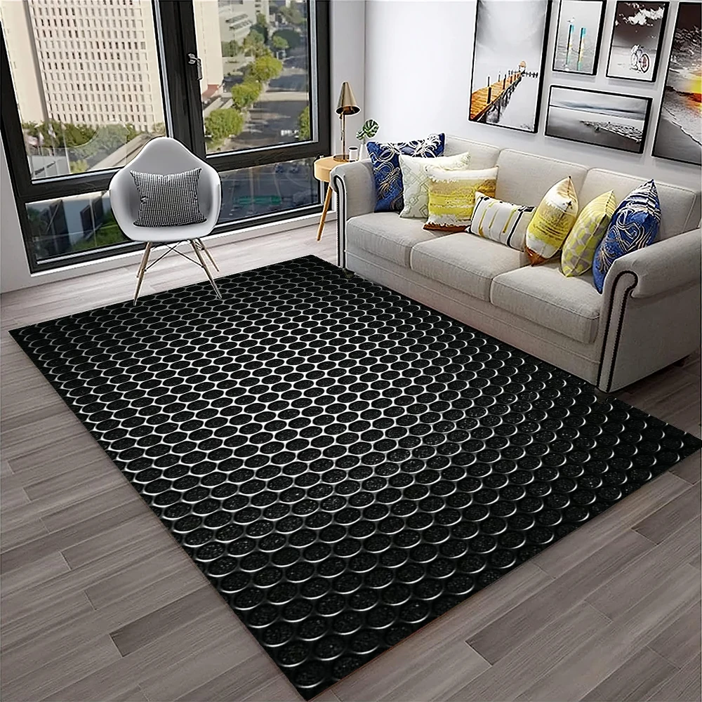 Simple Metal Mesh Geometric Luxury Carpet Rug for Home Living Room Bedroom Sofa Doormat Decor,Kid Area Rug Non-slip Floor Mat