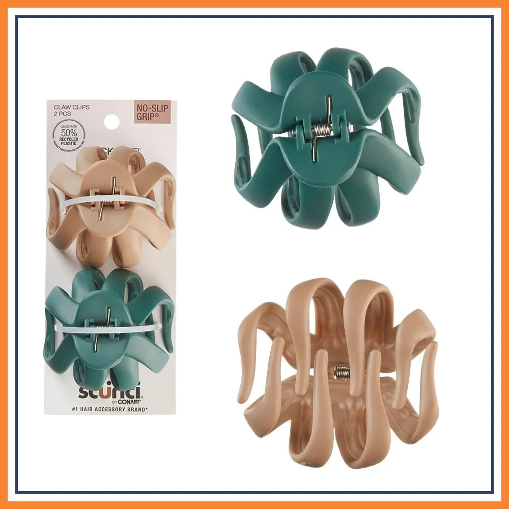 

Jaw Claw Clips for Thick Hair - Octopus Hair Clips for Women - Beige & Green - 2 Count