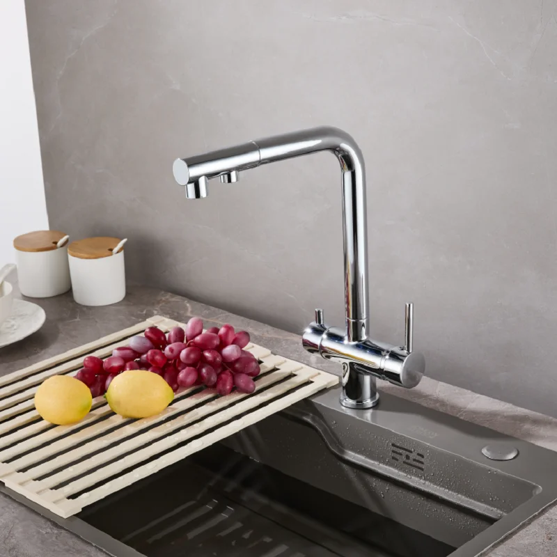 TOLM Upgraded Kitchen Faucet 304 Stainless Steel Pull Out Kitchen Sink Water Taps Dual Way Sprayer Mixer Tap Cranes Deck Mounted
