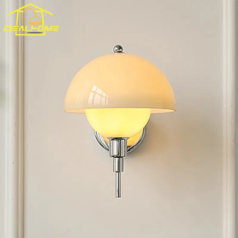 الفرنسية القرون الوسطى كريم الرياح الممر الجدار مصباح LED G9 جو دافئ الزجاج الحائط غرفة المعيشة مدخل السرير خلفية بار #4