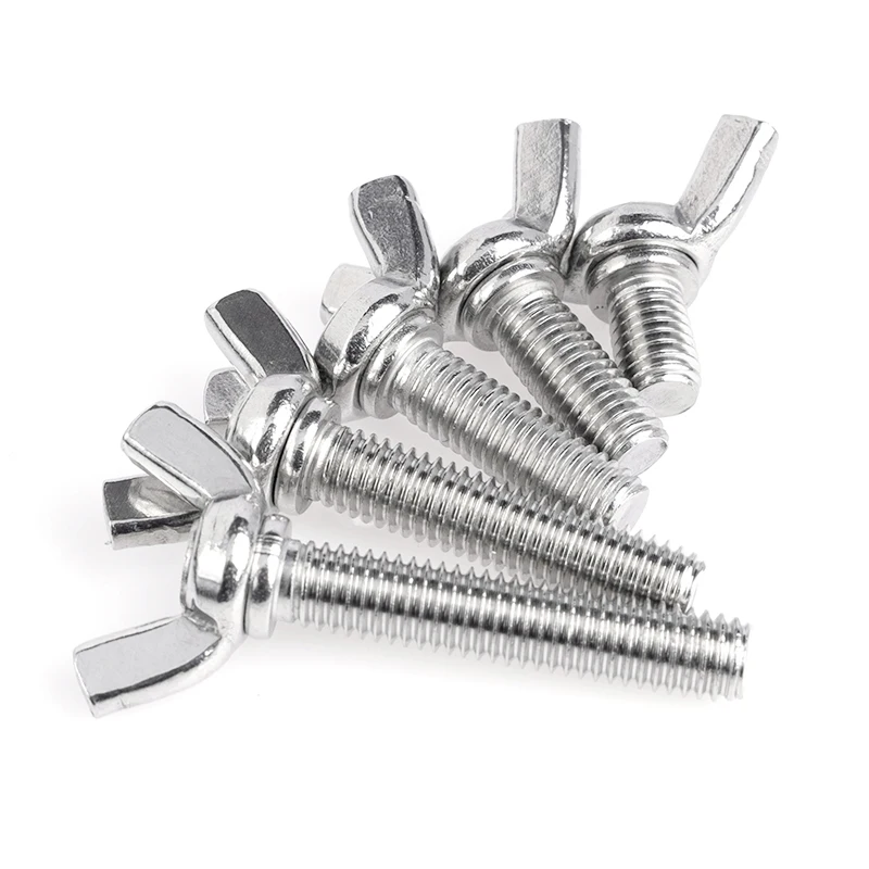 304 Stainless Steel Butterfly Bolt Screw M3 M4 M5 M6 M8 M10 M12 Thumb Wing Screws Hand Tighten Bolts 6mm-60mm Length