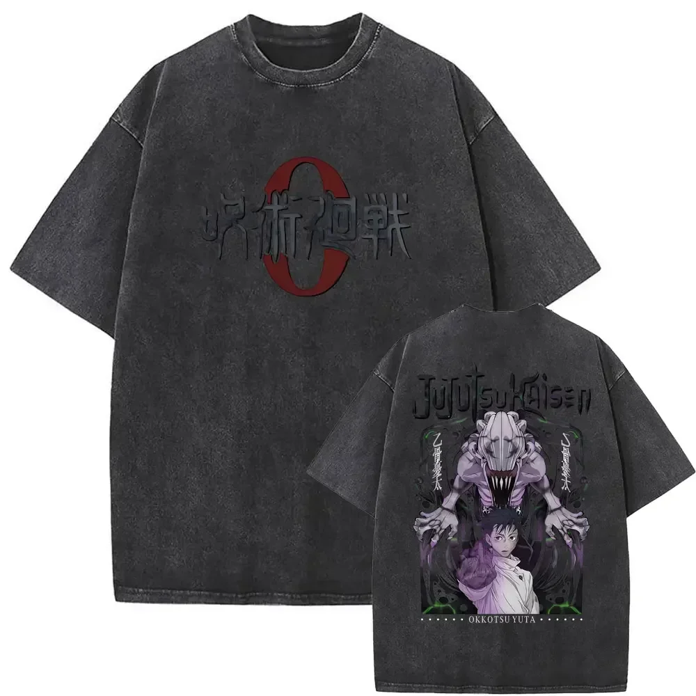 

Washed Vintage Anime Jujutsu Kaisen Okkotsu Yuta Graphic T-shirt Men Women Clothing Manga Fashion Oversized T Shirts Fans Gift