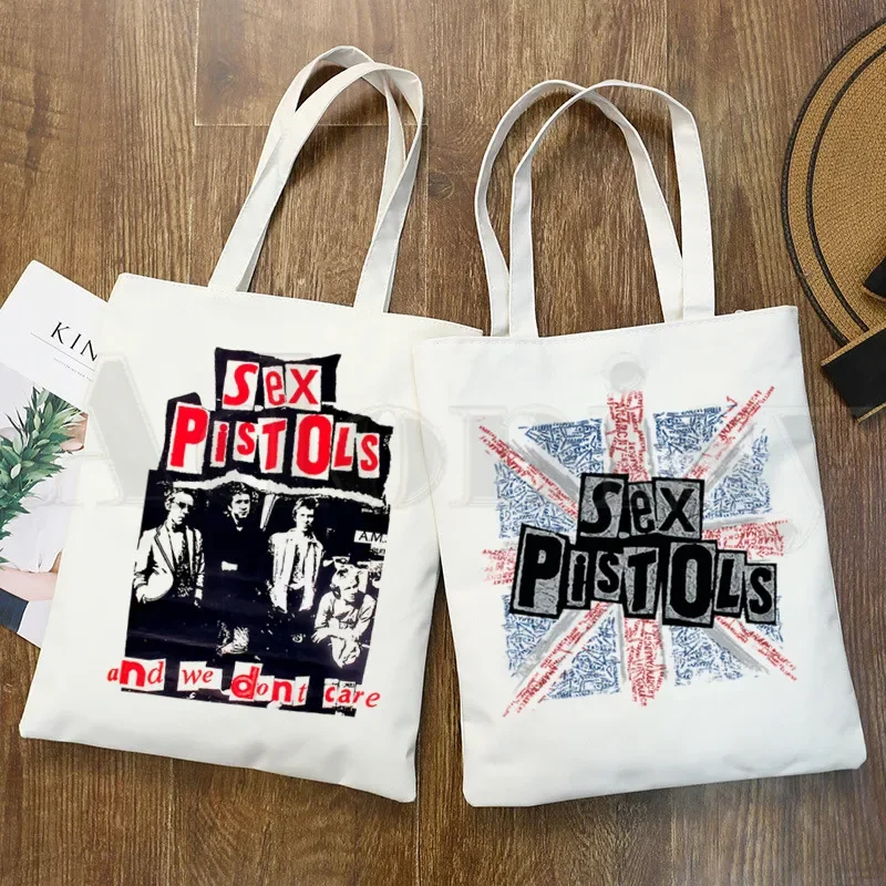 Sex Pistols Nostalgia Retro Rock Band Music Ullzang Handbag Women Elegant Canvas Bag Shoulder Bags Casual Shopping Girls Handbag