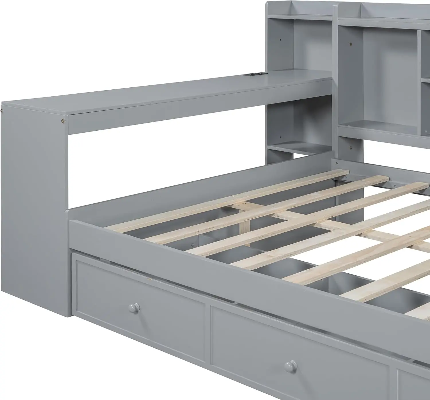 Full Size Daybed With Storage For Kids,Day Bed Frame With Bookcase Headboard & Usb Ports & Desk & 3 Drawers,Sleeper Sofa Bed