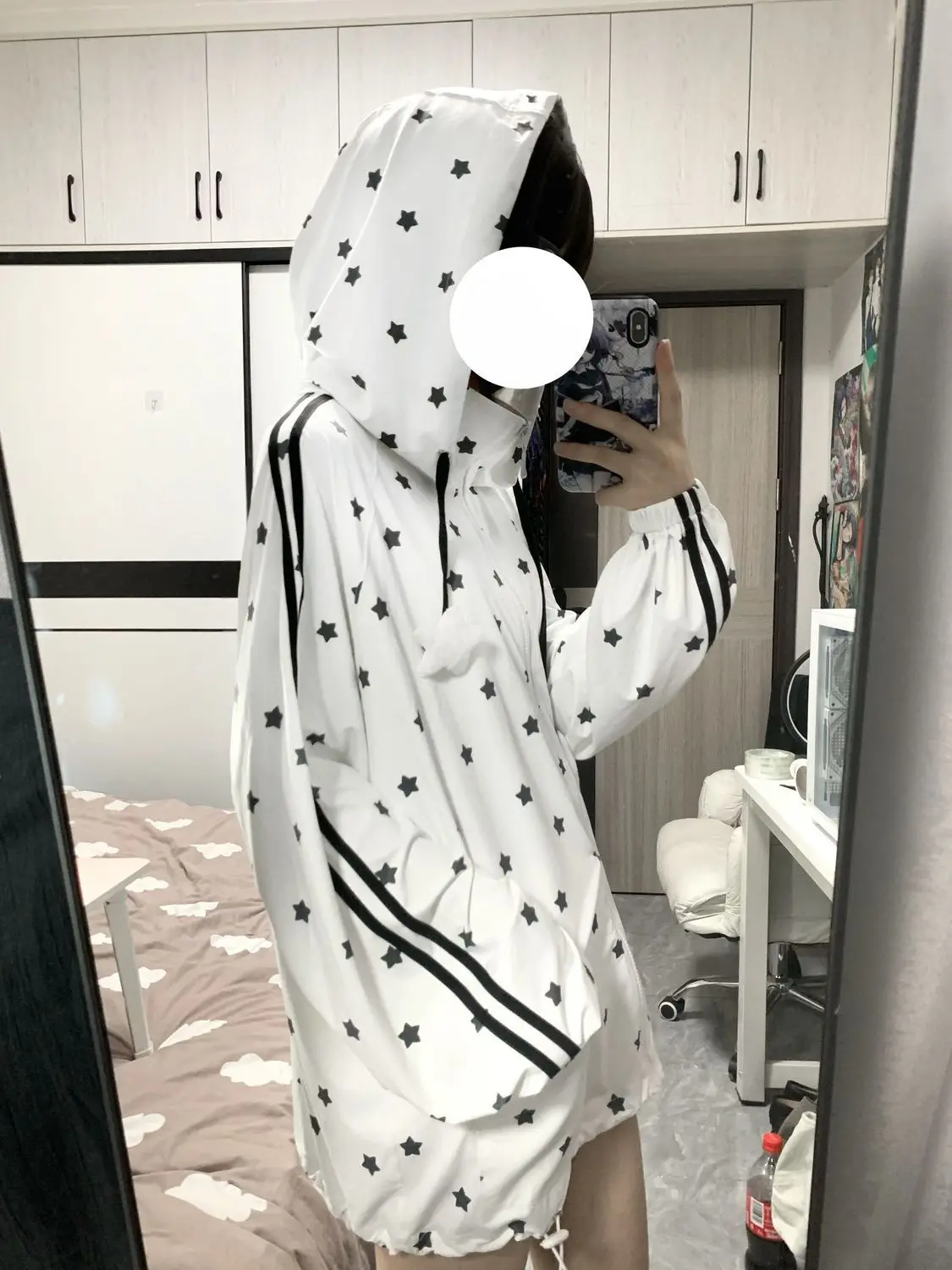 

Onalippa 2025 Japanese Sweet Star Strap Hooded Sunscreen New Women Summer Thin Breathable Loose UV Coat Top Women