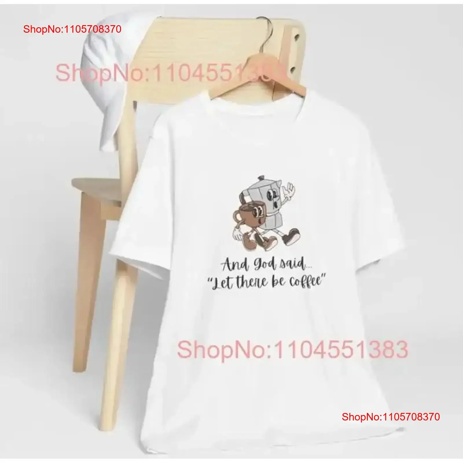 New T Shirt And God said Let there be coffee Italian Moka pot cup of vintage Washed Stretched Casual fashion designer clothes