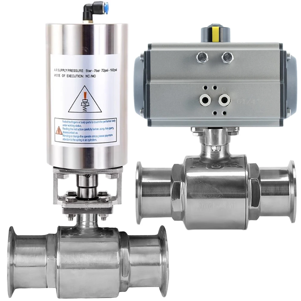 2 Inch Food Grade Ferrule Type Ss316l Stainless Steel Sanitary Single-acting Pneumatic Ball Valve